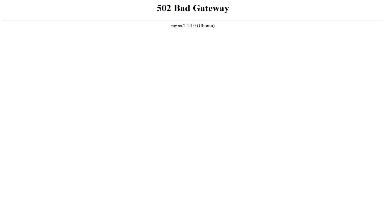 Ошибка 502 Bad Gateway на отдельном тестовом виртуальном хосте Nginx